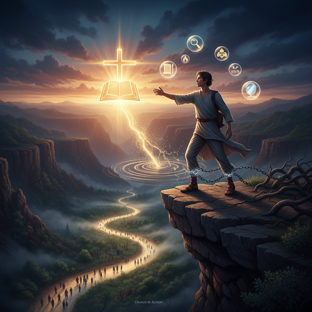 Homem olhando para um horizonte inspirador