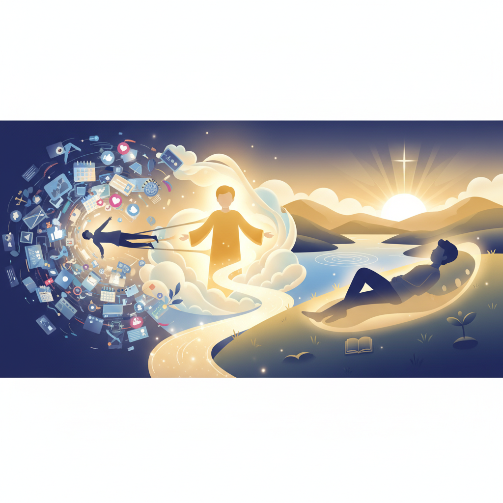 Ilustração serena representando a paz encontrada na presença divina